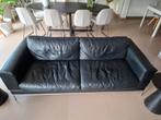 zwart lederen zetelcombinatie 2,5zit + 3 zit met voetbank, Huis en Inrichting, Zetels | Zetels, Ophalen, Gebruikt, Driepersoons