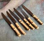 6 petits couteaux vintage manche en bambou acier inoxydable, Enlèvement ou Envoi