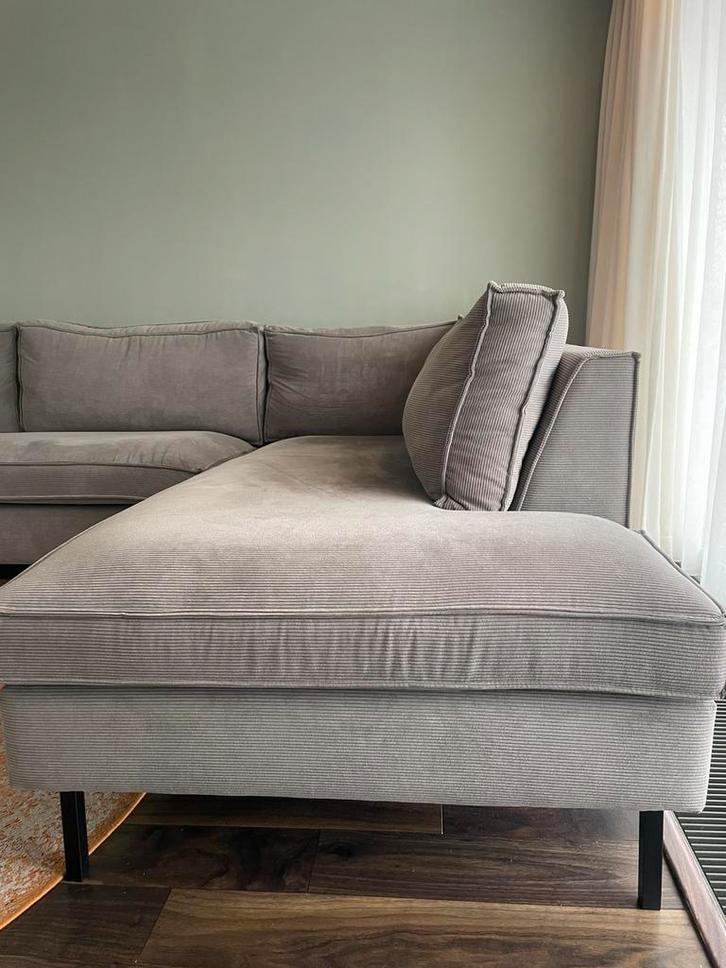 Mooi hoeksalon grijs/groen velvet, Huis en Inrichting, Zetels | Zetels en Chaises Longues, Zo goed als nieuw, Stof, Ophalen