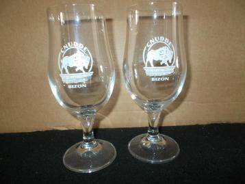 EINE - 2 mini verres à bière Bizon 15cl. Brasserie CNUDDE, Enlèvement ou Envoi, Comme neuf, Verre ou Verres, Autres marques