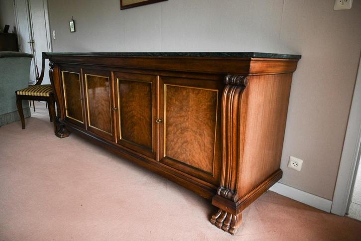 Dressoir in Regency-stijl, donker hout en groen stenen blad, Antiek en Kunst, Antiek | Meubels | Kasten, Ophalen