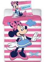 Minnie Mouse Baby Dekbedovertrek 100 x 135 cm - Stripe, Neuf, Enlèvement ou Envoi, Rose, Housse de couette