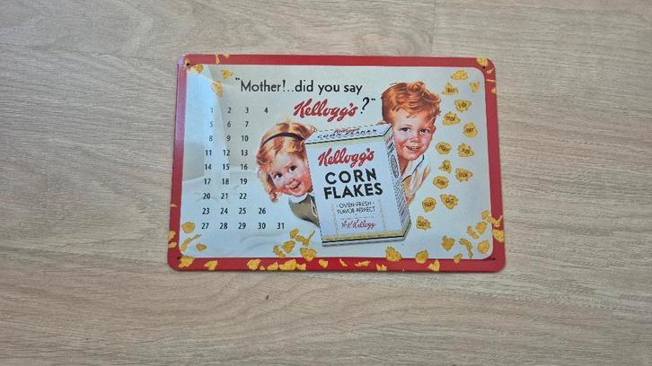 Kellogg's metalen kalender, Verzamelen, Blikken, Zo goed als nieuw, Overige, Overige merken, Verzenden