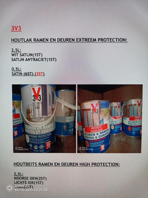 3v3, houtlak, houtbeits -50%, Doe-het-zelf en Bouw, Verf, Beits en Lak, Nieuw, Ophalen