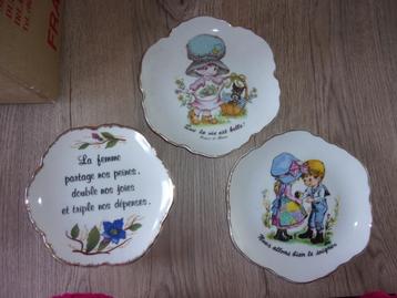 3 assiettes décoratives en porcelaine AU CHOIX