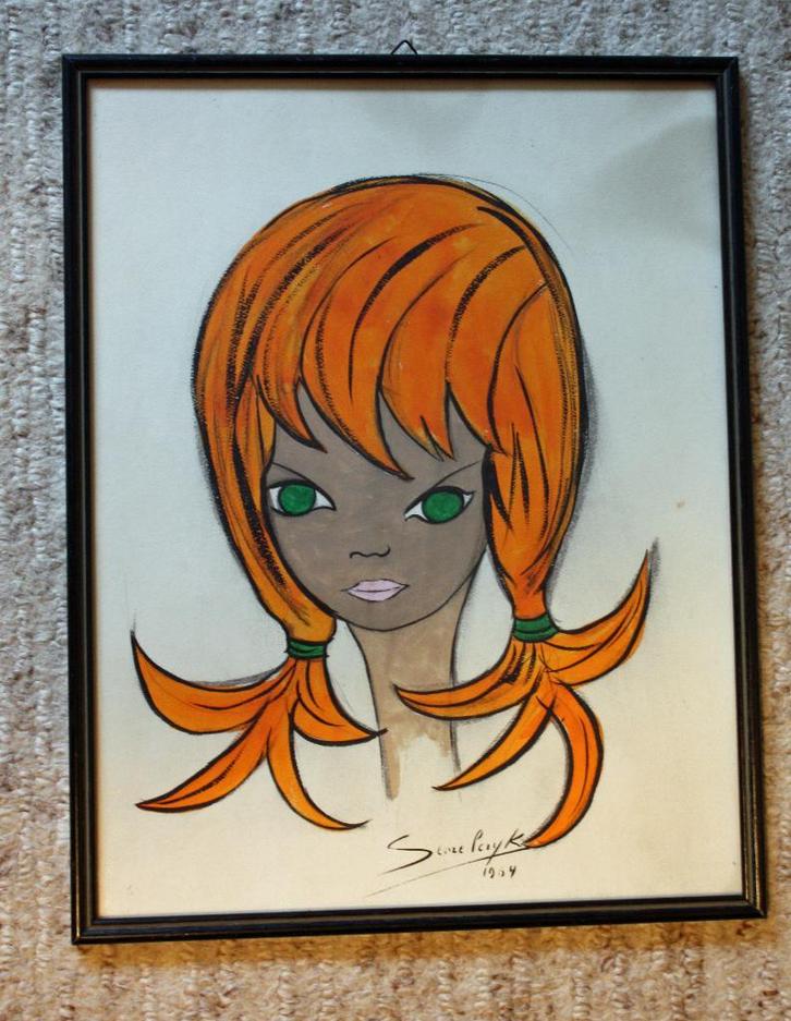 Getekend meisjeskopje – Stuivelayck 1964, Antiquités & Art, Curiosités & Brocante, Enlèvement ou Envoi