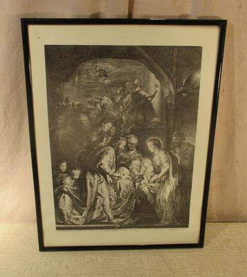 Mooie Oude Latijnse Gravure 'Geboorte van Jezus' - 41x31 beschikbaar voor biedingen