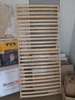 Lit en bois et sommier double latte en bois, 90 cm, Beige, Enlèvement, Classique