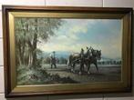 Grande peinture avec un fermier labourant des chevaux, Enlèvement ou Envoi