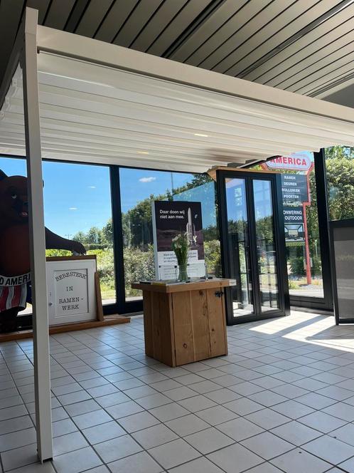 Corradi Elektrisch Vouwdak – Gevelmontage – Wit – LED, Tuin en Terras, Overkappingen, Nieuw, Overige typen, Ophalen