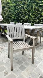 4 Teak tuinstoelen (evt ook 6 ipv 4 en tafel van 120x120), Tuin en Terras, Ophalen, Zo goed als nieuw, Teakhout