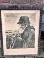 Lithographie Berger et ses moutons signe edmont Doumont, Antiek en Kunst, Ophalen of Verzenden