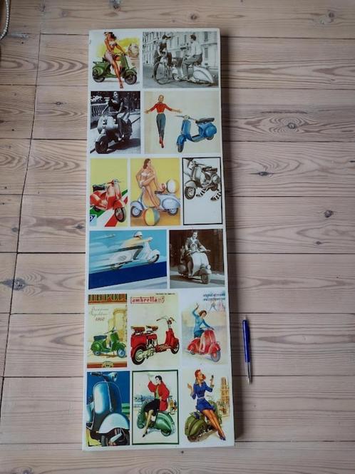 Wanddecoratie met vintage prenten van scooters 91x30cm, Huis en Inrichting, Woonaccessoires | Wanddecoraties, Gebruikt, Ophalen