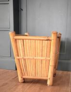 Retro vintage bamboe plantenpot, bloembak terras vierkant, Minder dan 60 cm, Vierkant, Ophalen of Verzenden, Zo goed als nieuw