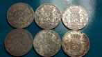 België 5 frank zilver Leopold II  - lot van 6, Zilver, Ophalen of Verzenden, Losse munt, Zilver
