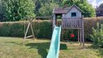 Houten speeltuig met terras, glijbaan, schommel, Ophalen, Gebruikt, Hout