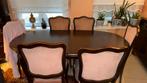 Uitschuifbare eettafel + 6 stoelen klassieke stijl, Ophalen, Zo goed als nieuw, Classique / Vintage, 4 tot 6 stoelen