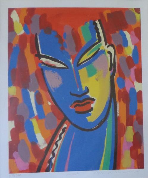 ANDRE VAN SCHUYLENBERGH / MASK / KLEUROFFSET / 54x54cm KADER, Antiek en Kunst, Kunst | Litho's en Zeefdrukken, Ophalen of Verzenden