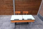 Vintage retro schoolbankje duo zit, Ophalen, Gebruikt