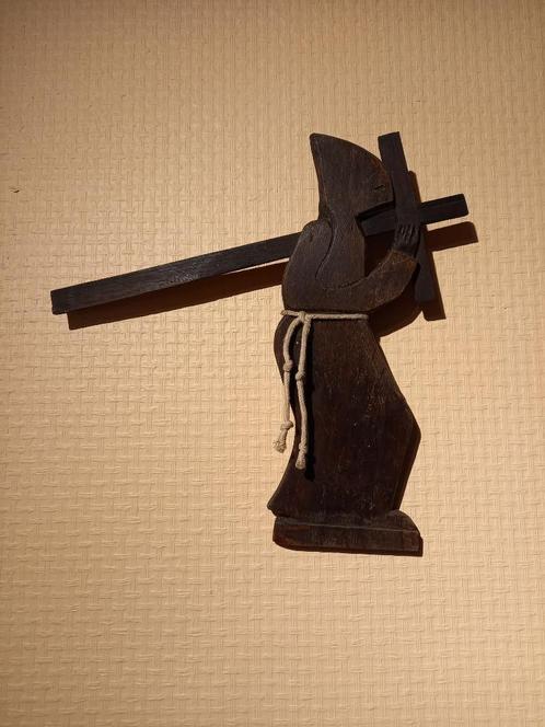 Noel Duforet, houten beeldje boeteling Veurne, 32cm, Antiquités & Art, Curiosités & Brocante, Enlèvement ou Envoi