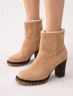 leren zara enkellaarsjes met hak maat 38, Kleding | Dames, Beige, Lage of Enkellaarzen, Ophalen of Verzenden, Zo goed als nieuw