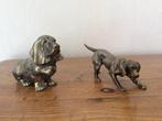 Ancienne sculpture de deux chiens en métal argenté, Utilisé, Enlèvement ou Envoi