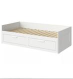 BRIMNES Bedbank met 2 lades, uitschuifbaar, wit, 80x200 cm, Huis en Inrichting, Ophalen, Gebruikt, Eenpersoons, Wit