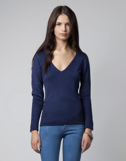 Blauwe trui met V-hals van Bershka - Maat medium, Kleding | Dames, Truien en Vesten, Blauw, Ophalen of Verzenden