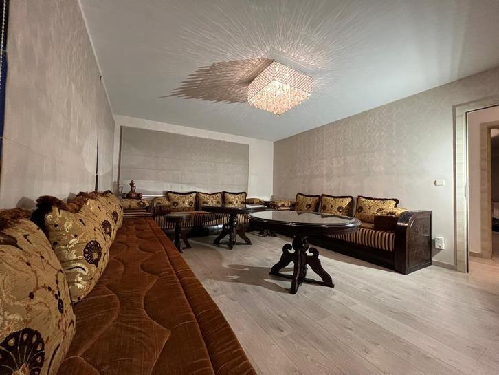 Prachtige grote marokkaanse salon! Massief hout/Handwerk!., Huis en Inrichting, Zetels | Complete zithoeken, Gebruikt, Hout, Stof