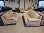 TAUPE BUFFELLEDER SALON 3 EN 2 ZIT, Huis en Inrichting, Zetels | Zetels, Ophalen, Gebruikt, Leer