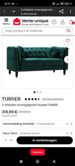 Groene velvet tweezit zetel, Huis en Inrichting, Ophalen