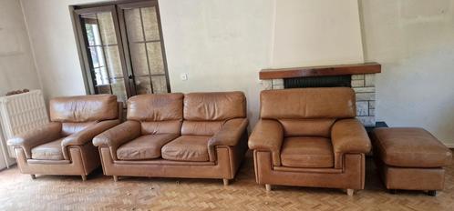 Lederen lounge, Huis en Inrichting, Zetels | Complete zithoeken, Gebruikt, Leer, Ophalen
