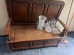 Antieken houten bank met opbergruimte, Ophalen