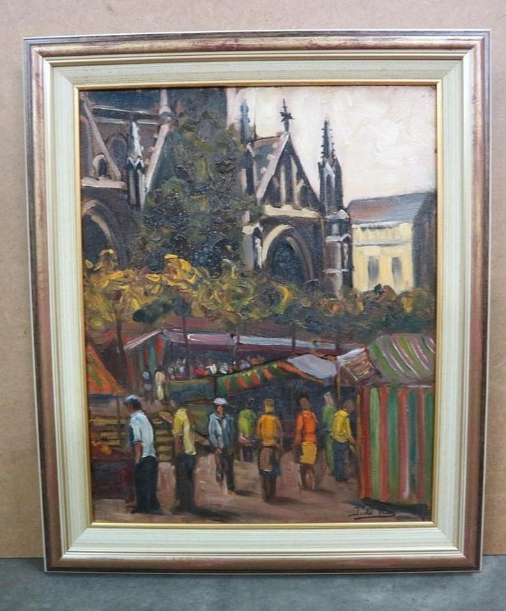 Jacob DE VRIES, markt op de Zavel in Brussel, Antiek en Kunst, Kunst | Schilderijen | Klassiek, Ophalen of Verzenden