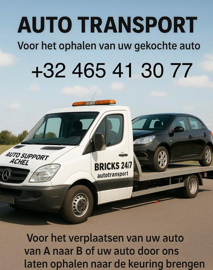 Auto Support Achel & Bricks 24/7 Autotransport – BENELUX, Diensten en Vakmensen, Auto en Motor | Monteurs en Garages, Apk-keuring