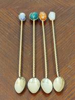 4xVintage seventies vergulde cocktaillepeltje met edelsteen, Enlèvement ou Envoi, Maison et Meubles