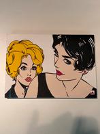 Canvas (25x35 cm) - 2 vrouwen - Comic art, Antiek en Kunst, Ophalen