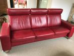 CANAPE/DIVAN CUIR 3 PLACES ROUGE/BORDEAUX, Ophalen, Gebruikt, Driepersoons, 75 tot 100 cm