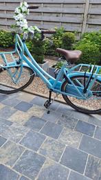 Blauwe retro meisjesfiets met bloemetjes, Fietsen en Brommers, Ophalen, Zo goed als nieuw