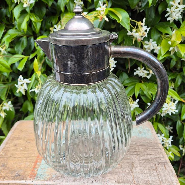 karaf Italy e.p. zinc glas/kristal groot, Antiek en Kunst, Antiek | Glaswerk en Kristal, Ophalen of Verzenden