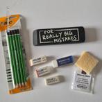 Lot de gommes techniques et set de 5 crayons graphites, Envoi, Neuf