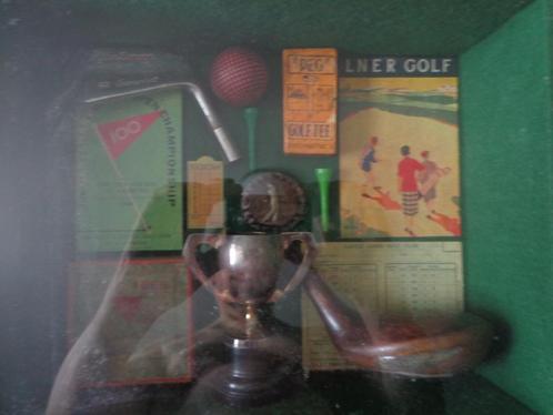 Cadre en bois de golf plein de vieux souvenirs de golf, Collections, Articles de Sport & Football, Utilisé, Autres types, Enlèvement