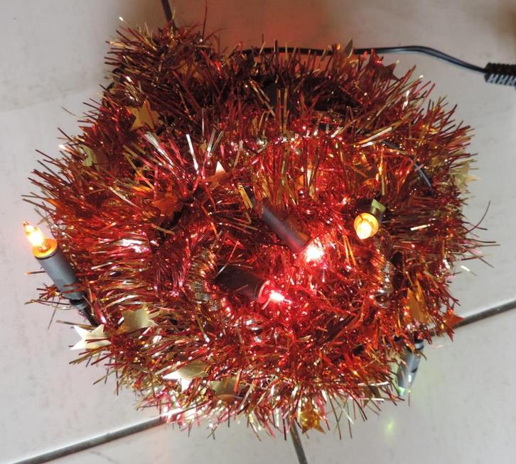 Lichtslingers, vintage, 34 lampen op 3 meter, Diversen, Kerst, Zo goed als nieuw, Ophalen of Verzenden