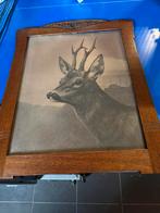 Hert met mooie houten kader, Ophalen of Verzenden