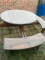 Tuinbank / picknicktafel, Tuin en Terras, Picknicktafels, Ophalen, Gebruikt, Rond, Hout