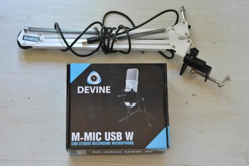 Microphone USB Devine blanc+support de table+câble, Musique & Instruments, Microphones, Comme neuf, Micro studio, Enlèvement ou Envoi