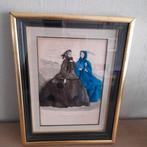 Aangeklede en ingelijste gravure "Journal des Demoiselles", Antiek en Kunst, Ophalen