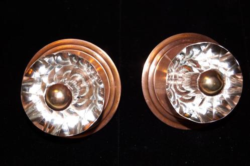 Art Deco kastdeur handgrepen - geslepen glas met koper, Antiek en Kunst, Curiosa en Brocante, Ophalen of Verzenden