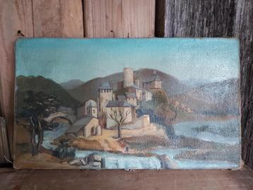 Decoratief oud frans landschap stilleven olie op doek beschikbaar voor biedingen