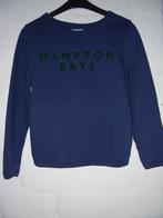 Donkerblauwe sweater met groene letters, Hampton Bays, 140,, Meisje, Trui of Vest, Ophalen of Verzenden, Zo goed als nieuw